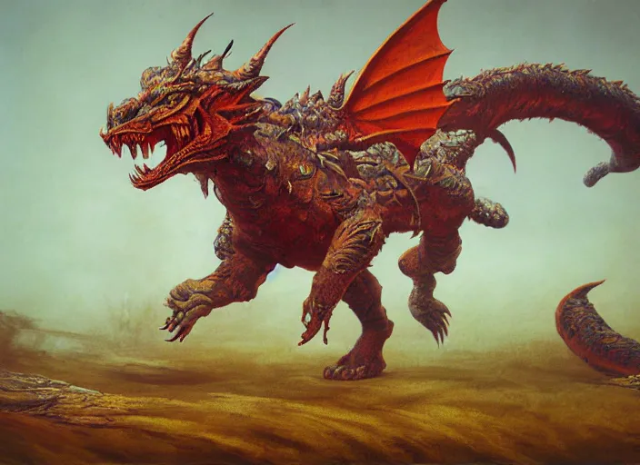 Image similar to a tiger dragon with 4 legs, full body concept, monster hunter monster, beksinski, brent hollowell,