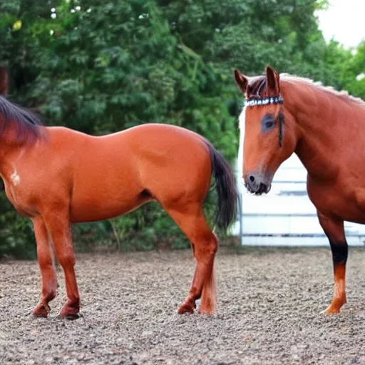 Image similar to the world's smallest horse-pony standing side by side with a shoe-crab, it's amazing how similar they are in size