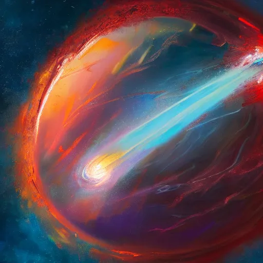 Prompt: beautiful aesthetic painting of two rocky alien planets colliding in an explosion : sci - fi, retrofuturism, space art, abstract expressionism, oil on canvas, 4 k ultra hd, highly detailed, digital art, trending on artstation