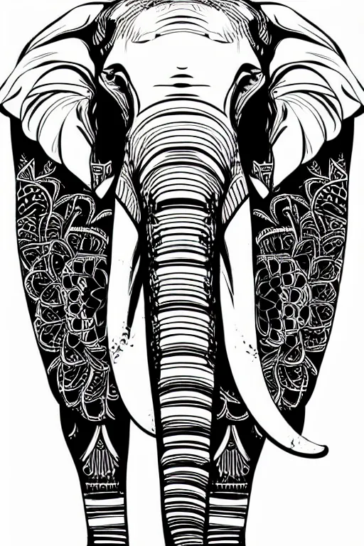 Prompt: minimalist boho style art of an elephant, illustration, vector art