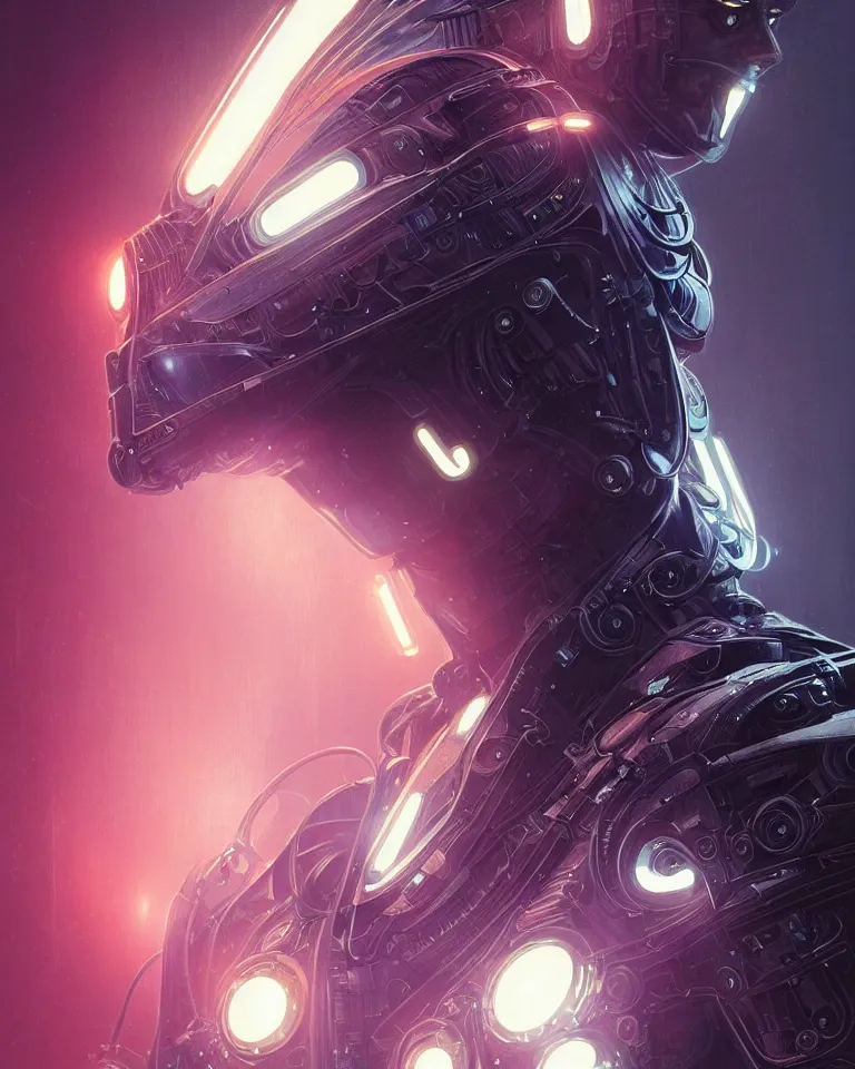 Prompt: Symmetry!! portrait of cyborg, sci-fi armour, tech wear, cables, glowing lights!! sci-fi, intricate, elegant, highly detailed, digital painting, artstation, concept art, smooth, sharp focus, illustration, art by artgerm and greg rutkowski and alphonse mucha.