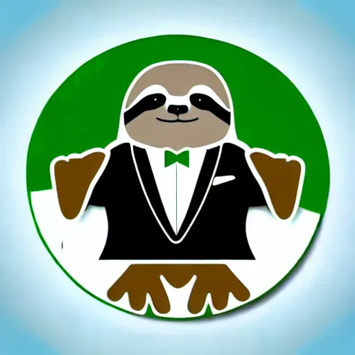 Image similar to sloth wearing tuxedo, 3 d logo, vector illustration, aesthetic, minimalistic