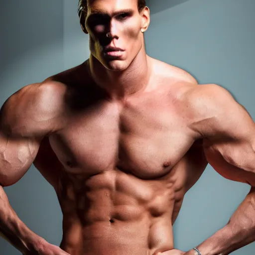 Image similar to muscular chad gigachad handsome jerma 9 8 5 with thick brunette hair, jerma 9 8 5 as a chad with thick brunette hair, strong jawline, good posture, and wearing a suit, realistic, hyperrealistic, 8 k resolution, highly detailed, very detailed, hd quality, intricate details, real, real life, real world