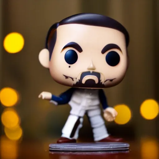 Prompt: joseph goebbels Funko pop, nazi memorabilia, toy photography, macro lens, bokeh, low depth of field, ultra detailed