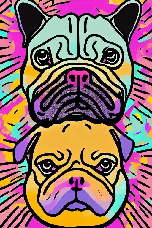 Image similar to Portrait of a bi chungus pug, sticker, colorful, illustration, highly detailed, simple, smooth and clean vector curves, no jagged lines, vector art, smooth