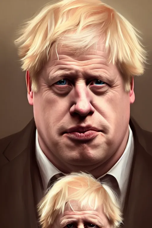 Image similar to Boris Johnson as a Family Guy character, realistic portrait, symmetrical, highly detailed, digital painting, artstation, concept art, smooth, sharp focus, illustration, cinematic lighting, art by artgerm and greg rutkowski and alphonse mucha