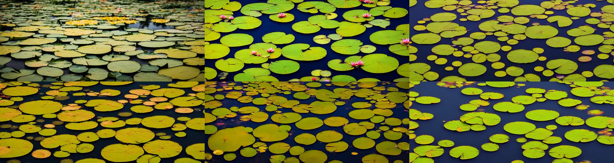 Prompt: lily Pad covered with millions of Lotus flowers, golden hour, close up, DOF, 8k, artstation,