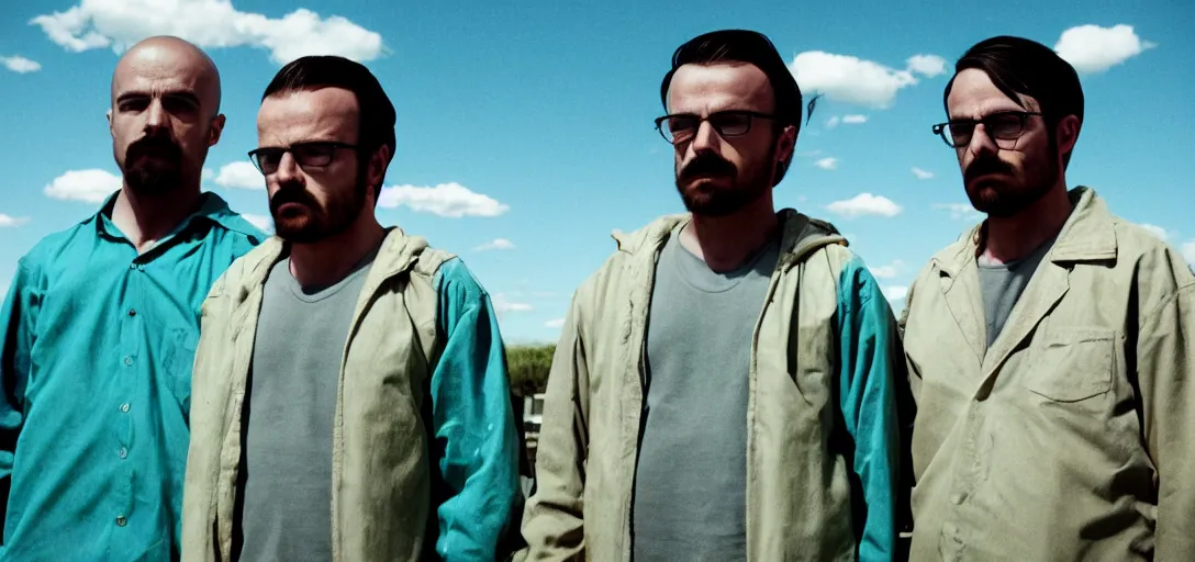 Image similar to mexican walter white and mexican jesse pinkman, cinematic lens, full shot, film still