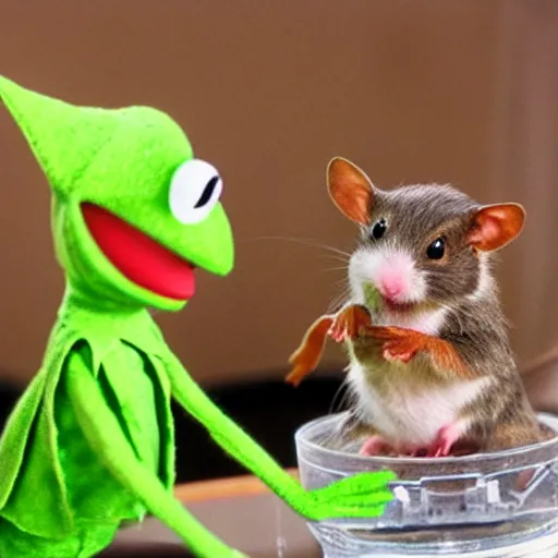 Image similar to kermit and yoda killing hamsters