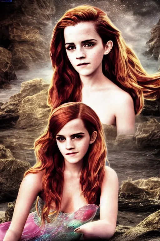 Image similar to tonemapped emma watson as ariel from the little mermaid