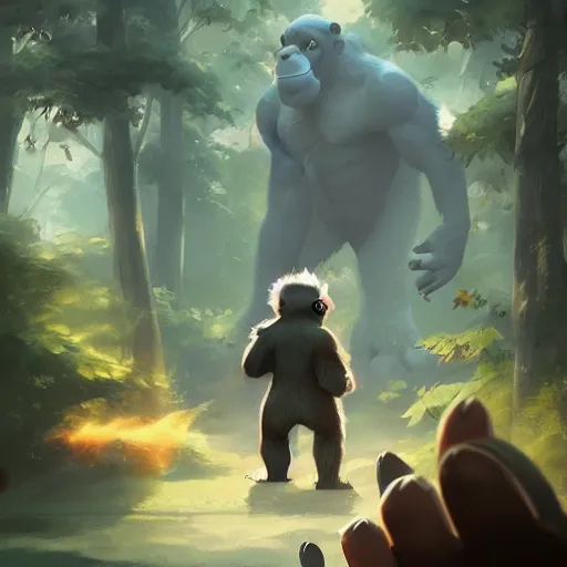 Prompt: pokemon 🦍, artstation greg rutkowski, cinematic, hyperrealist, digital art