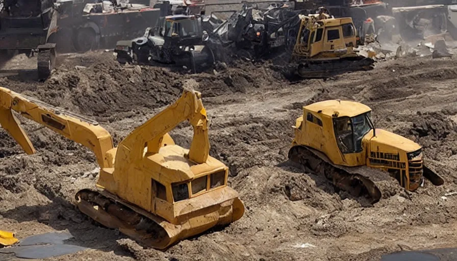 Prompt: big budget movie about a bulldozer demolition derby