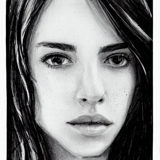 Image similar to beautiful young woman face with light freckles artist sketch closeup