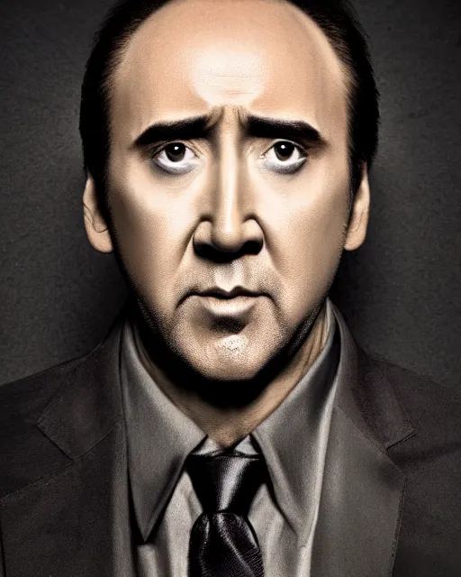 Image similar to nicolas cage headshot headshot even lighting