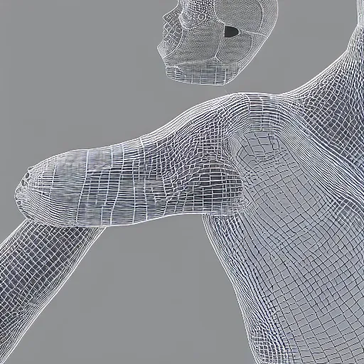 Prompt: beautiful human bodies intertwined, torso, belly, skin, loving embrace, surrealism, wireframe, perfect topology, 3 d model, 3 d mesh, color gradients, atmospheric lighting, octane render