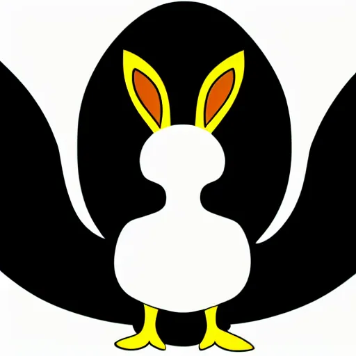 Image similar to icon of a duckrabbit, half duck half bunny, flat color, teal background