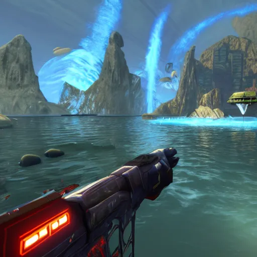 Image similar to unreal tournament, subnautica screenshot, warframe