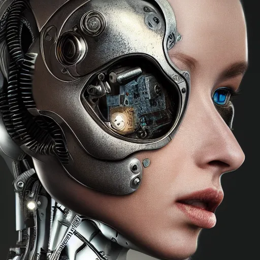 Image similar to photorealistic detailed picture, extreme, uhdr, book cover called the most influental cyborg in 2 0 5 0, fine details, highly detailed, intricate, smooth sharp focus