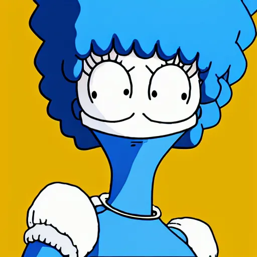 Image similar to medium close up shot of marge simpson from anime berserk drawn by eiichiro oda