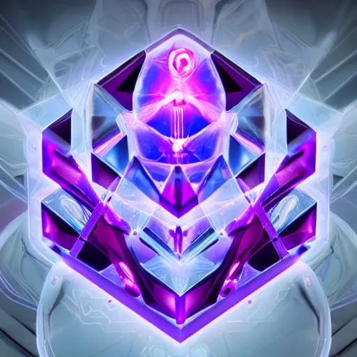 Image similar to purple powerful magic mana symbol, crystal and cybernetic structure, epic legends game icon, stylized digital illustration, radiating, a glowing aura, global illumination, ray tracing, hdr, unreal engine, octane render, trending on arstation, by ian pesty and katarzyna bek - chmiel