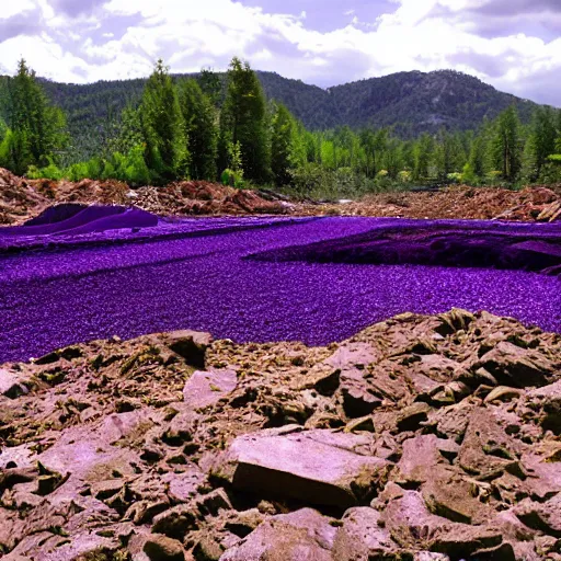 Prompt: deep purple and violet mine