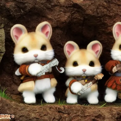Prompt: photo of calico critters skyrim