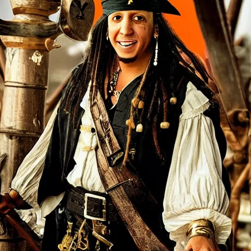 Prompt: Daddy Yankee as a pirate in pirates of the caribbean