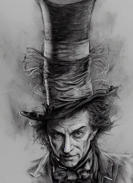 Prompt: portrait, The Mad Hatter, watercolor, dramatic lighting, cinematic, establishing shot, extremly high detail, foto realistic, cinematic lighting, pen and ink, intricate line drawings, by Yoshitaka Amano, Ruan Jia, Kentaro Miura, Artgerm, post processed, concept art, artstation, matte painting, style by eddie mendoza, raphael lacoste, alex ross