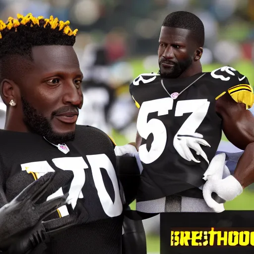 Prompt: antonio brown receiving therapy from professional real life, 8 k, 4 k uhd, realistic, hyper realistic, super detailed, very detailed, detailed