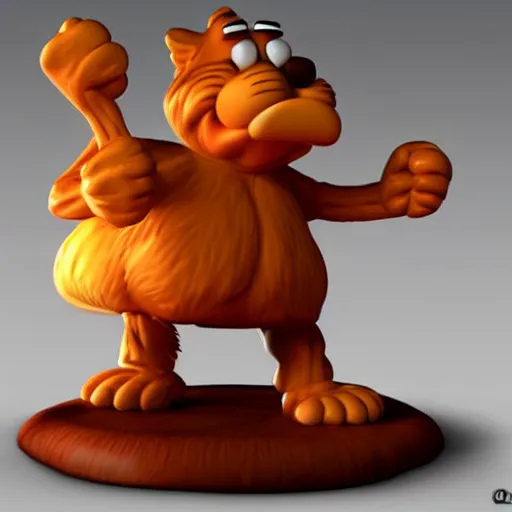 Prompt: garfield muscular garfield, epic pose, vivid details