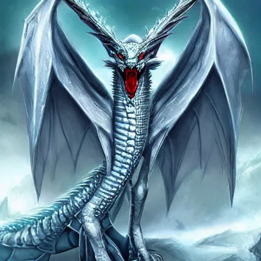 Image similar to ice dragon, ruler, destroyer, immortal, sleeping, powerful, realistic