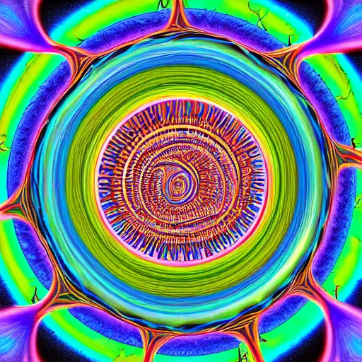 Image similar to digital illustration of a pig swine spiral, by alex grey, tool band, psychedelic art, fractals, detailed, 8 k