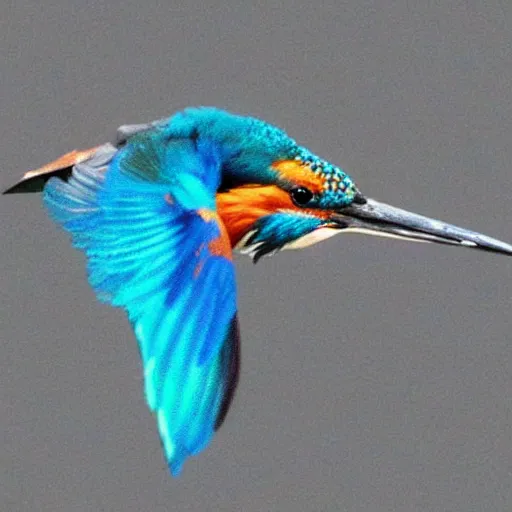 Prompt: a kingfisher formed from coloured smoke