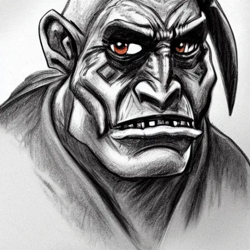 Image similar to courtroom sketch of an orc on trial