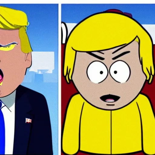 Prompt: donald trump in southpark character