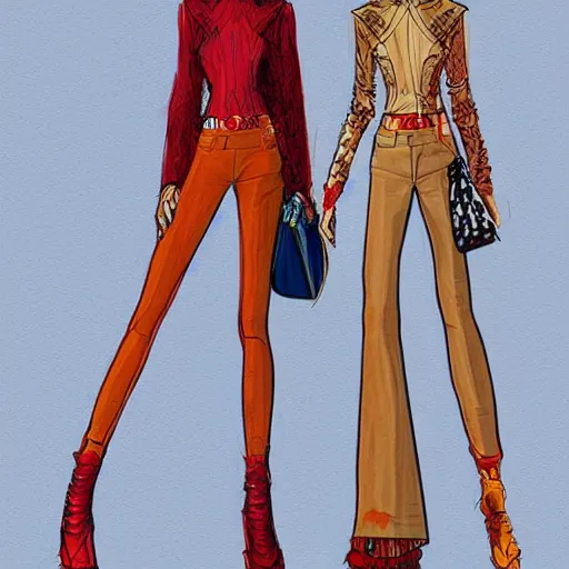 Image similar to fashion illustration in the style of jean giraud