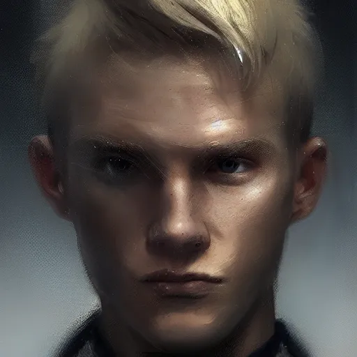 Prompt: Portrait of a man by Greg Rutkowski, he is about 20 years old, norwegian, short blond hair, young, manly, attractive, strong, older brother vibes, he is wearing futuristic military fatigues, highly detailed portrait, scifi, digital painting, artstation, concept art, smooth, sharp foccus ilustration, Artstation HQ