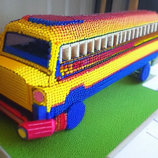 Image similar to school bus made of pencils