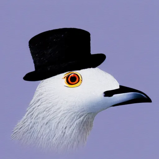 Image similar to a bird with a hat, white background