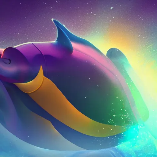 Prompt: a colourful wise magic whale, digital art, unreal engine, epic lighting, amazing, dreamlike, 3d render