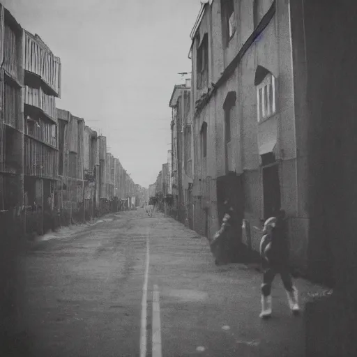 Prompt: moonwalker photo, city street on the moon, a detailed image of a future norilsk base, moon landscape, streetphoto, polaroid