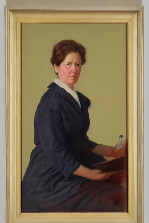 Image similar to a woman doctor, painting by by ralph grady james, jean christian biville