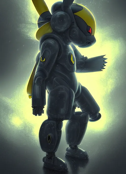 Prompt: pikachu themed mech suit in a thunderstorm, diffuse lighting, fantasy, highly detailed, photorealistic, digital painting, artstation, illustration, concept art, smooth, sharp focus, in the style of tom bagshaw