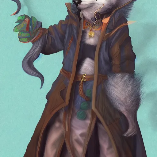 Image similar to wizard with fox like features, highly detailed, by kawacy, trending on artstation, furry art