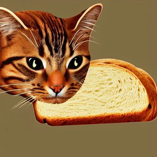 Image similar to a cat mixed with a bread, digital artwork