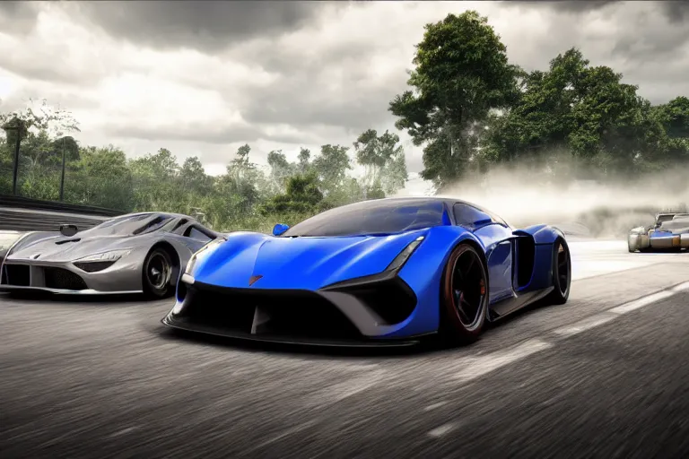 Prompt: photo wallpaper sport car gran turismo 7 forza horizon need for speed fast and furious 5 unreal engine supercar hypercar game concept car octane render, 4 khd 2 0 2 2 3 d cgi rtx style chrome reflexion global illumination ray tracing hdr arstation pixar and disney unreal.