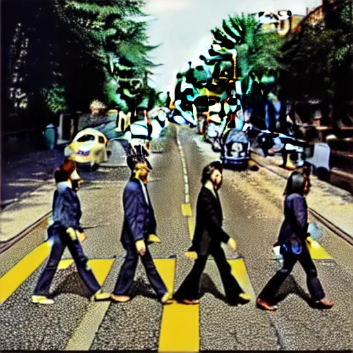 Prompt: the cover of the new the beatles album, album cover