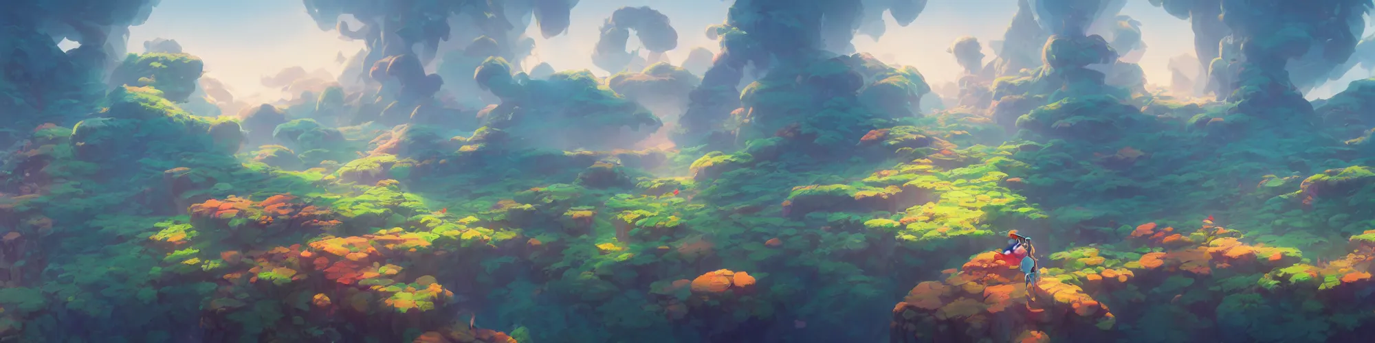 Image similar to 3 6 0 panoramic dynamics matte painting acrylic blur oil wonderland yoshi kurbi dofus, hight contrast,, behance hd by jesper ejsing, by rhads, makoto shinkai and lois van baarle, ilya kuvshinov, rossdraws global illumination