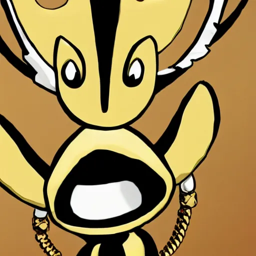 Prompt: hollowknight wearing gold chains