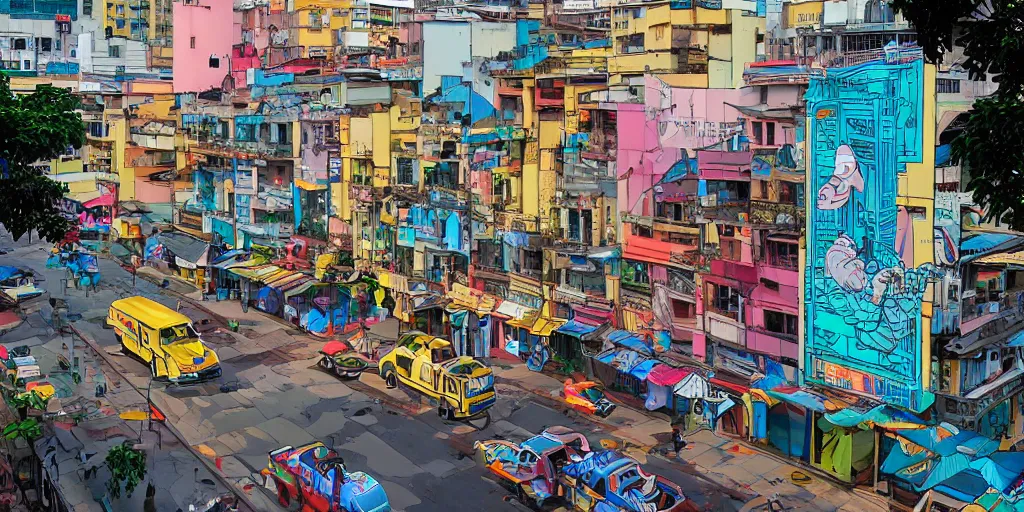 Image similar to colombo sri lankan city street, art by Josan Gonzalez